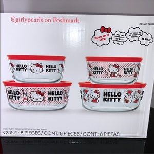 Hello Kitty Pyrex Containers 8 Piece Set NEW
